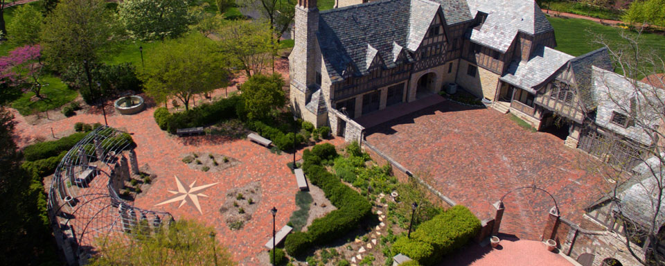 Aerial-view of Ewing Manor in present day.