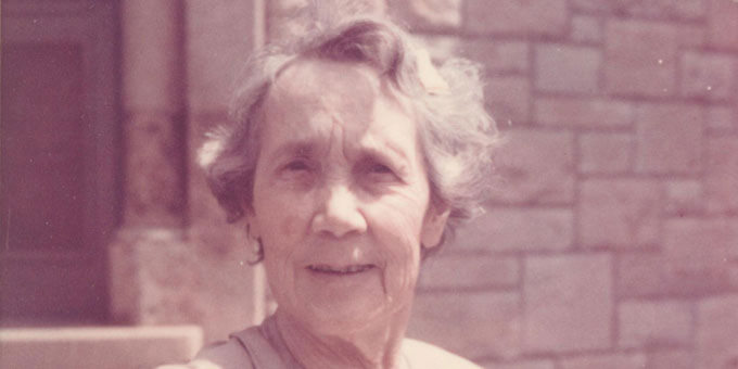 Photo of an older Hazle, smiling at the camera.